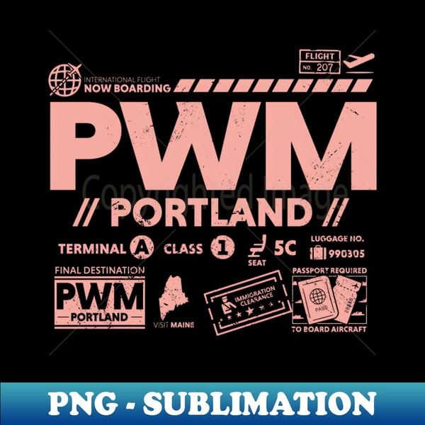 FF-20231106-19146_Vintage Portland PWM Airport Code Travel Day Retro Travel Tag Maine 3094.jpg
