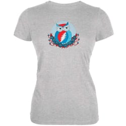 grateful dead &8211 steal your face owl heather grey juniors t-shirt