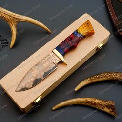 custom Handmade Copper Damascus knife with sheath, gift, for him, gift for her, Christmas gift, Birthday gift, Mokume Ga