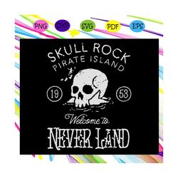 skull rock pirate island 1953 welcome to neverland, disney peter pan, skull rock vintage, skull rock, peter pan svg,tren