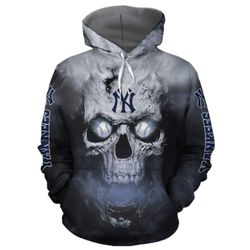men / women new york yankees 3d skull hoodie, new york yankees all over print apparel