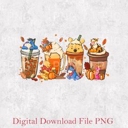winnie the pooh christmas png, pooh coffee christmas png, winnie the pooh and friend png, christmas latte coffee png