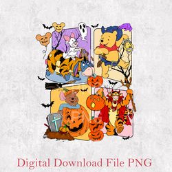 retro winnie the pooh png, pooh and friends png, disney pooh bear png, pooh bear png, tigger, piglet, eeyore, wdw png