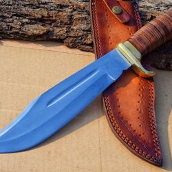 custom handmade crocodile dundee bowie knife d2 steel polished blade knife hunting bowie knife camping father gift husba