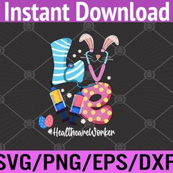 love stethoscope healthcare worker bunny nurse easter day svg, eps, png, dxf, digital download