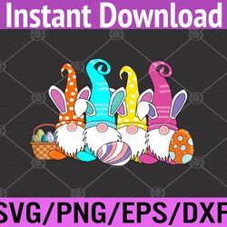 easter bunny spring gnome easter egg hunting and basket svg, eps, png, dxf, digital download