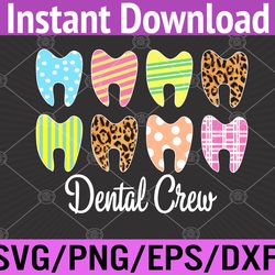 cute teeth leopard dental crew easter day christians svg, eps, png, dxf, digital download