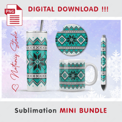 Christmas Ugly Sweater Mini BUNDLE - Sublimation designs - 20oz Tumbler - 11oz-15oz Mug - Epoxy Pen - Car Coaster
