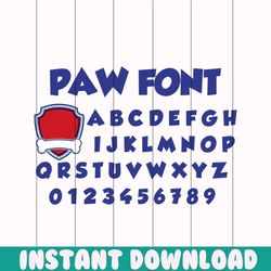 paw font svg, paw font cricut, patrol font silhouette, blue paw letters svg, paw font cricut, paw svg cricut, paw person
