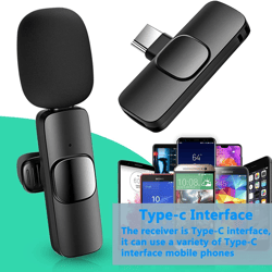 Professional Wireless Clip Mic - Cordless Omnidirectional Condenser Recording Mic For Interview Video PodcastVlogYouTube