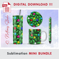 Christmas 3d Inflated Puffy Mini BUNDLE - Sublimation designs - 20oz Tumbler - 11oz-15oz Mug - Epoxy Pen - Car Coaster