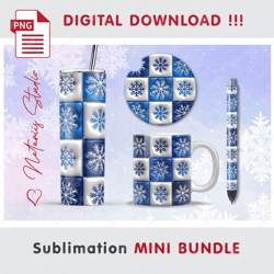 Christmas 3d Inflated Puffy Mini BUNDLE - Sublimation designs - 20oz Tumbler - 11oz-15oz Mug - Epoxy Pen - Car Coaster
