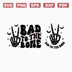 bad to the bone svg, skeleton hand png, kids halloween shirt, retro svg, spooky vibes svg, boo crew, digital download