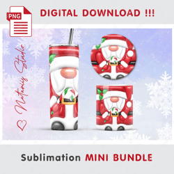 Funny Santa Claus. Inflated Puffy Mini BUNDLE - Sublimation designs - 20oz Tumbler - 11oz-15oz Mug - Epoxy Pen - Coaster