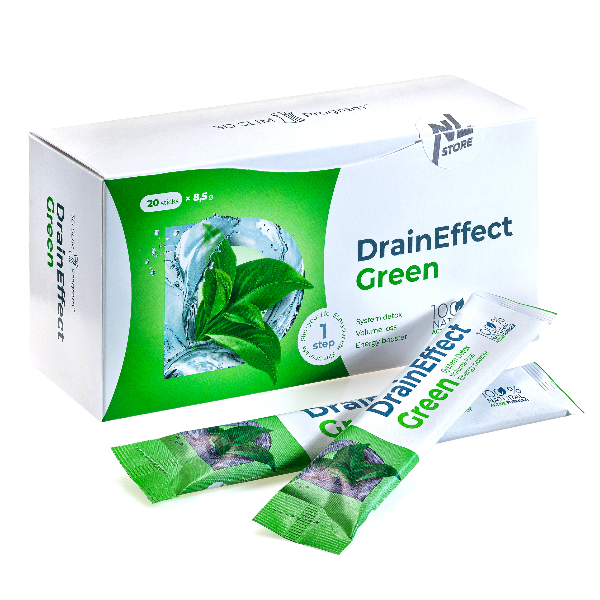 NL DrainEffect Green Removes excess fluid Reduces swelling Reduces volume Detox 20x8.5g