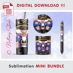 Cute Christmas Nutcracker Mini BUNDLE - Sublimation designs - 20oz Tumbler - 11oz-15oz Mug - Epoxy Pen - Car Coaster
