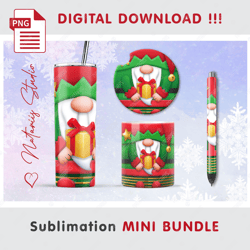 Cute Christmas Elf Mini BUNDLE - Sublimation designs - 20oz Tumbler - 11oz-15oz Mug - Epoxy Pen - Car Coaster
