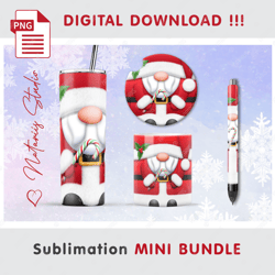 Cute Christmas Santa Claus Mini BUNDLE - Sublimation designs - 20oz Tumbler - 11oz-15oz Mug - Epoxy Pen - Car Coaster