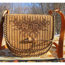 vintage birch bark handbag. birch bark bag. handmade bag