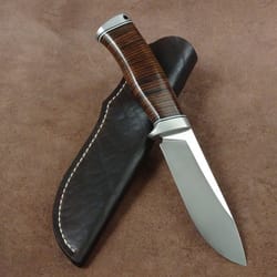 handmade knife, leather handle, hunting knife, bushcraft knife, stainless steel knife, gift for men, hand made knife, ha