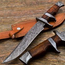 Custom Hand Forged Damascus Steel Hunting Knife Grooming Knife With Leather Sheath, Best Gift For Father/ Christmas Gift