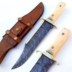 custom hand forged damascus steel hunting knife grooming knife with leather sheath, best gift for father/ christmas gift