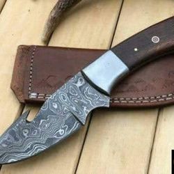 damascus steel guthook knife, skinner knife, camping knife, gut hook knife, hunting knife, christmas gift, best outdoor