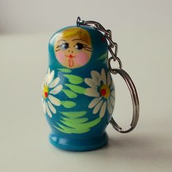 Blue Matryoshka Keychains wooden souvenir nesting doll keychain russian doll small gifts ideas inexpensive gifts