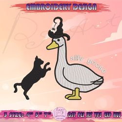 witch goose with black cat embroidery design, halloween silly goose embroidery, halloween embroidery, machine embroidery designs