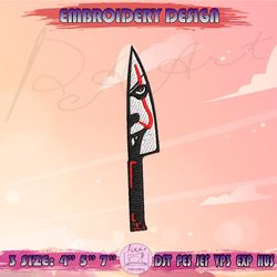 pennywise knife embroidery design, it movie embroidery, horror character embroidery, halloween embroidery, machine embroidery designs