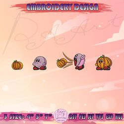 kirby embroidery design, pumpkin embroidery, halloween embroidery, machine embroidery designs, instant download
