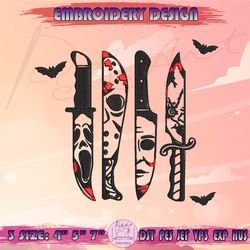 horror knives embroidery designs, horror character embroidery, horror movie embroidery, halloween embroidery, machine embroidery designs