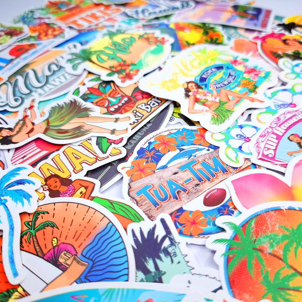 Summer Rental Sticker 50 PCS Summer Traveling Sticker Pack, Hawaii Beach Stickers | Inspire ...