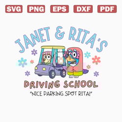 janet & ritas driving school bluey bingo the grannies png sublimation digital file