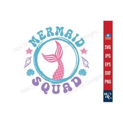 mermaid squad svg, mermaid birthday squad svg, mermaid party shirt png, birthday girl svg cut file for cricut, digital download