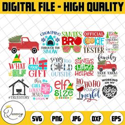 christmas bundle of 58 svg eps png dxf cutting files for silhouette cameo cricut, santa, christmas, baby, elf, reindeer,