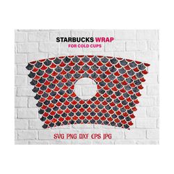 seamless mermaid scales starbucks cold cup svg, mermaid full wrap for starbucks cup, mermaid scales starbucks venti for cricut