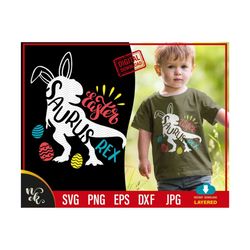 easter dinosaur svg, t-rex bunny svg, happy easter cut files silhouette, cricut, funny dino quote file for shirt baby, kids design.