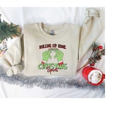 christmas sweatshirt, rolling up some christmas sprit, funny christmas shirt, new year drug, christmas party shirt, chri