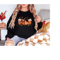 Fall Coffee Sweatshirt for Women, Vintage Thanksgiving Sweater, Fall Crewneck Pumpkin Spice Sweatshirt