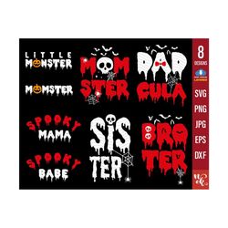 Halloween family svg Bundle, Momster svg, Little Monster Svg, dadcula svg, Sister svg, Broster svg, Mom Baby Matching svg files for Cricut.