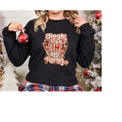 christmas shirt, jingle bell rock sweatshirt, christmas party pullover, jingle bell sweater, rock music lover gift, rock