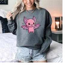 comfort colorshalloween pink bat baby sweatshirt, cute bat sweatshirt, halloween gift, baby bat halloween hoodie, pink b