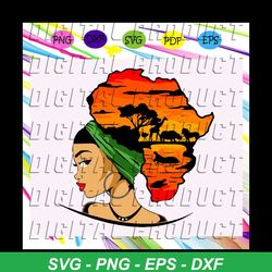 safari goddess svg, black woman svg, nubian queen svg, african american woman svg, africa continent for silhouette, file
