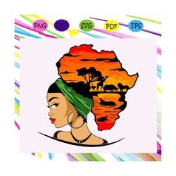 safari goddess svg, black woman svg, nubian queen svg, african american woman svg, africa continent for silhouette, file