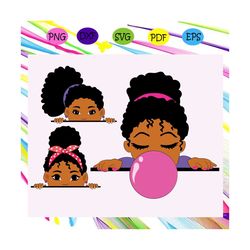 peekaboo girl svg, puff afro ponytails svg, black african american kids svg, black girl for silhouette, files for cricut