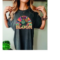 Comfort ColorsRetro Bloom Shirt, Vintage Flower Shirt, Women Shirt, Rainbow Shirt, Flower Shirt, Bloom T Shirt, Gift for