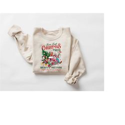 Vintage Disney Farm Fresh Sweatshirt, Mickeys Tree Farm, Mickey And Friends Christmas Shirt, Christmas Disney Family, Ch
