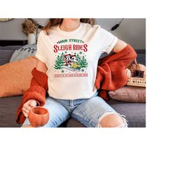 Retro Main Street Sleigh Rides Shirts, Disney Christmas Sweater, Mickey Minnie Christmas Shirt, Disney Christmas Party S