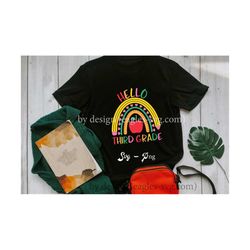 hello third grade rainbow svg, first day of school svg, hello 3rd grade svg, back to school svg, kids school shirt svg,